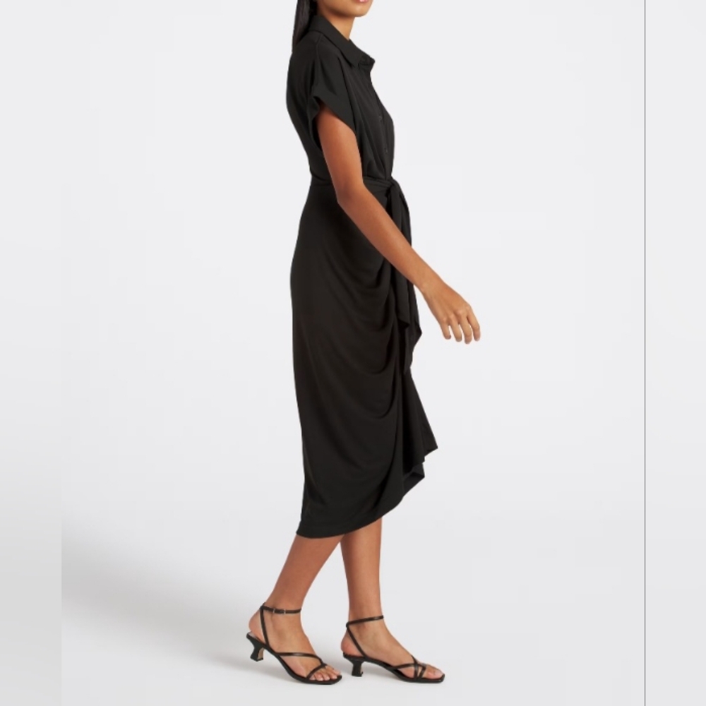 Steve Madden TORI Black Tie-Front Midi Dress - Picture 4 of 6